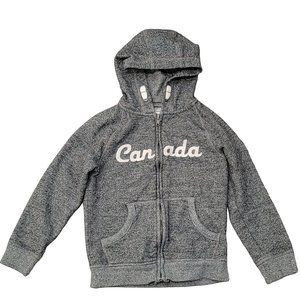 Canadiana Canada Kids Zip Front Hooded Jacket Gray SZ 6 small warm thick quality